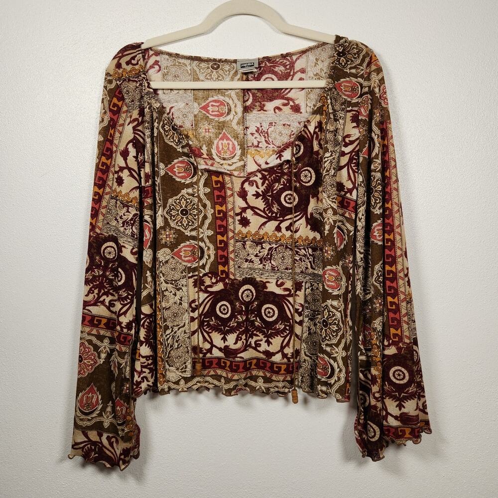 Vintage Hera USA Y2k Boho Hippie Bell Sleeves Long Sleeve Whimsy Shirt